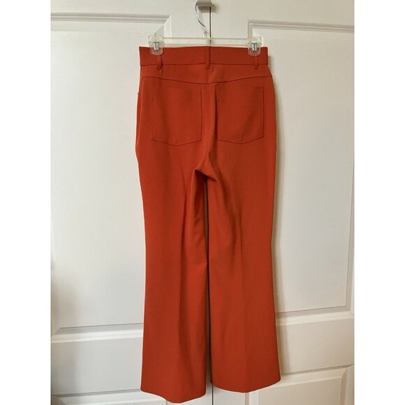 Stella McCartney High Rise Pleated Pants Womens 2 Tangerine Wool Crop Flare - Picture 7 of 16